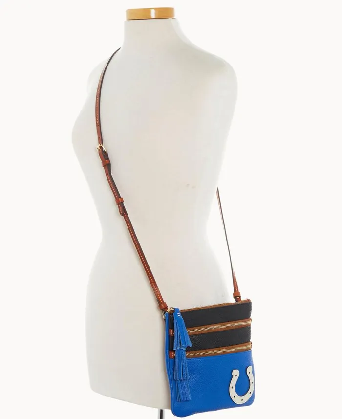 Woman NFL Colts Triple Zip Crossbody Colts Dooney and Bourke Crossbodies Woman NFL Colts Triple Zip Crossbody Colts Dooney and Bourke Crossbodies