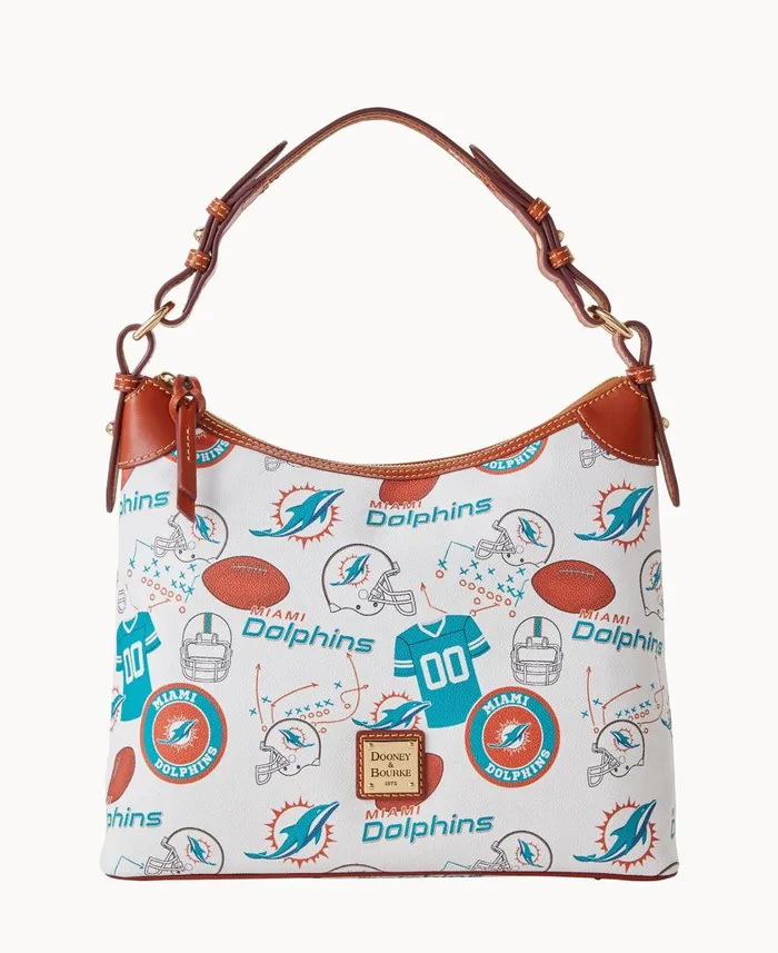 Woman NFL Dolphins Hobo Dolphins Dooney and Bourke Shoulder Bags