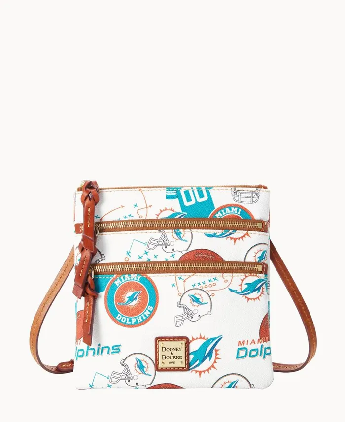 Woman NFL Dolphins N S Triple Zip Crossbody Dolphins Dooney and Bourke Crossbodies