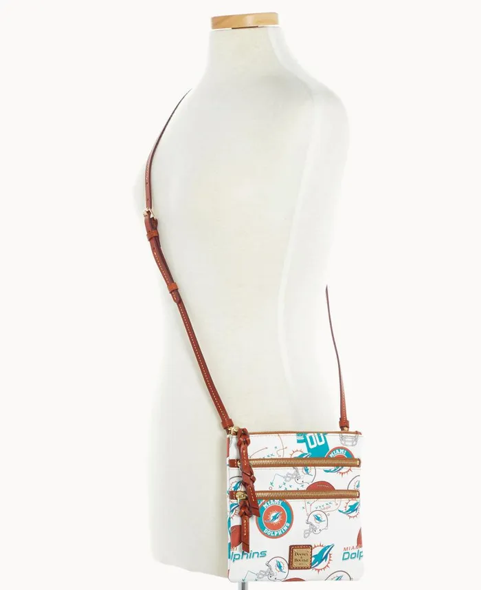 Woman NFL Dolphins N S Triple Zip Crossbody Dolphins Dooney and Bourke Crossbodies Woman NFL Dolphins N S Triple Zip Crossbody Dolphins Dooney and Bourke Crossbodies