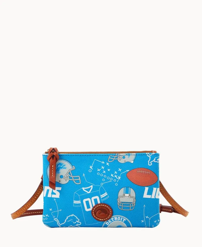 Woman NFL Lions Top Zip Crossbody Lions Dooney and Bourke Crossbodies