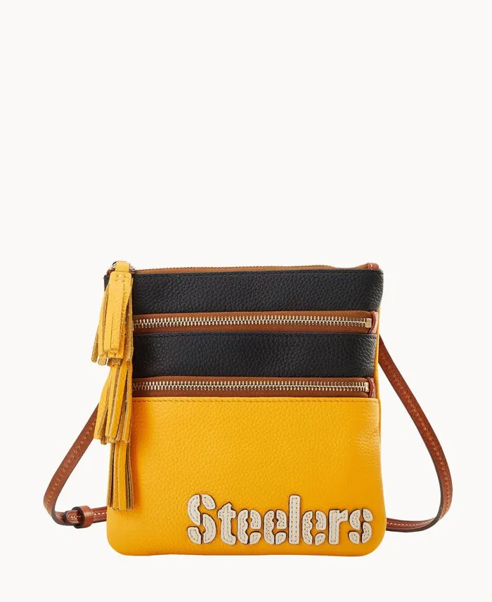 Woman NFL Steelers Triple Zip Crossbody Steelers Dooney and Bourke Crossbodies