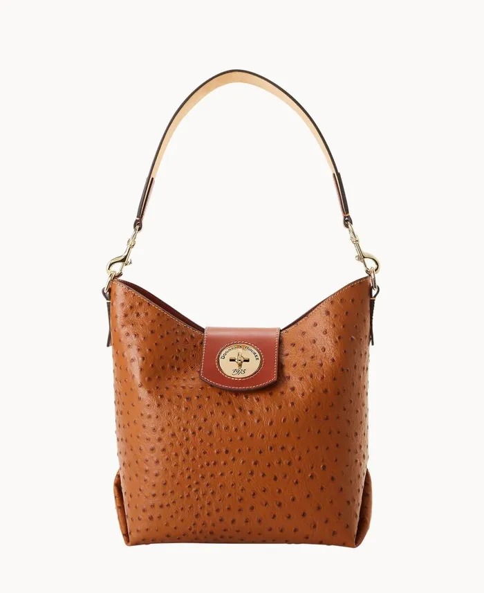 Woman Ostrich Turnlock Sac 30 Caramel Dooney and Bourke Shoulder Bags