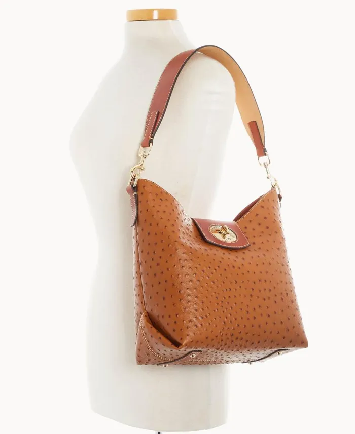 Woman Ostrich Turnlock Sac 30 Caramel Dooney and Bourke Shoulder Bags Woman Ostrich Turnlock Sac 30 Caramel Dooney and Bourke Shoulder Bags