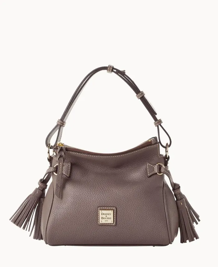 Woman Pebble Grain Tassel Shoulder Bag Elephant Dooney and Bourke Shoulder Bags