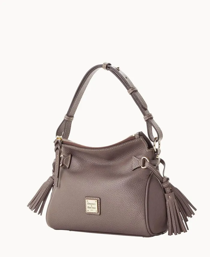Woman Pebble Grain Tassel Shoulder Bag Elephant Dooney and Bourke Shoulder Bags Woman Pebble Grain Tassel Shoulder Bag Elephant Dooney and Bourke Shoulder Bags