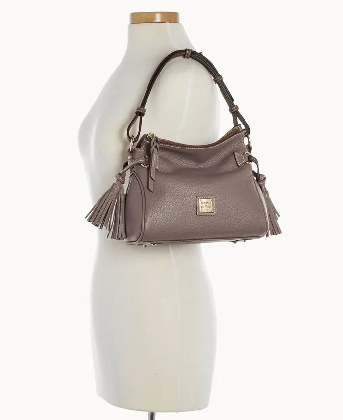 Woman Pebble Grain Tassel Shoulder Bag Elephant Dooney and Bourke Shoulder Bags Woman Pebble Grain Tassel Shoulder Bag Elephant Dooney and Bourke Shoulder Bags