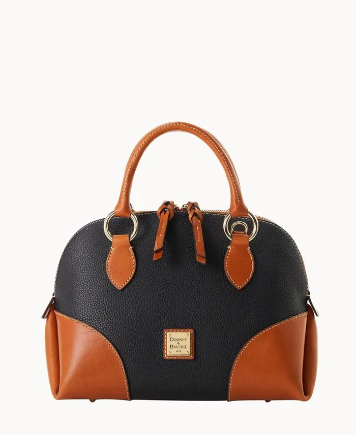 Woman Pebble With Florentine Trim Domed Satchel Black Dooney and Bourke Satchels