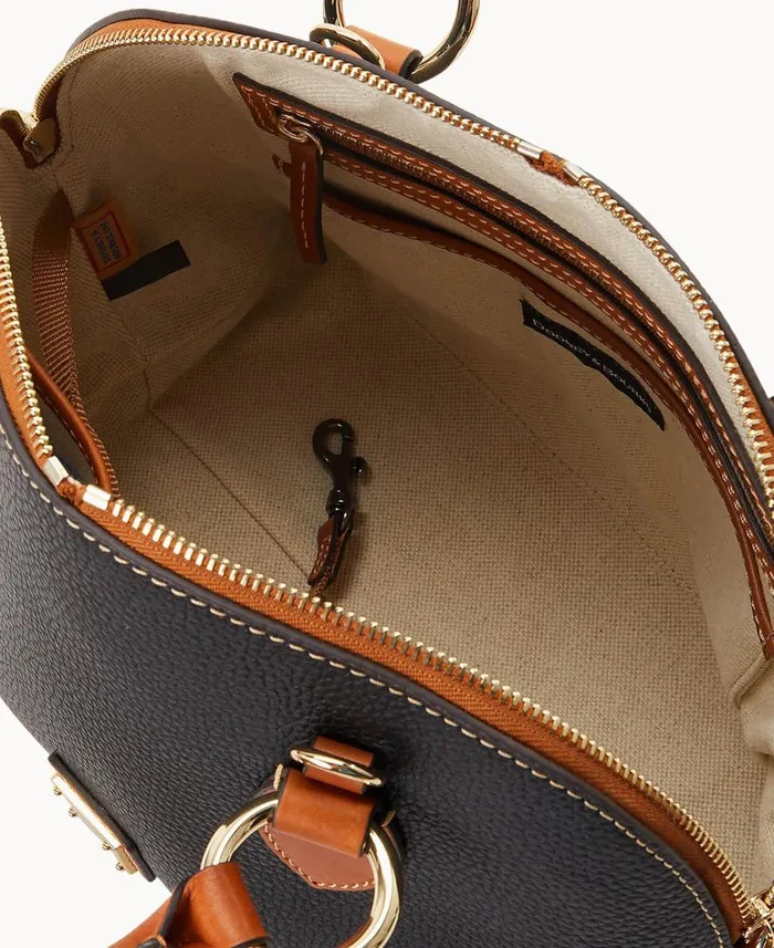 Woman Pebble With Florentine Trim Domed Satchel Black Dooney and Bourke Satchels Woman Pebble With Florentine Trim Domed Satchel Black Dooney and Bourke Satchels