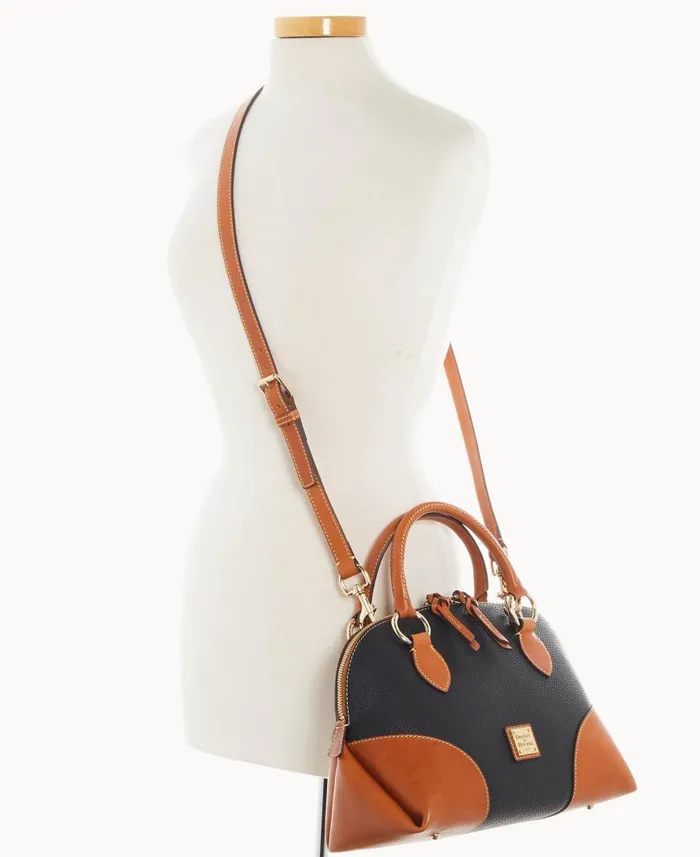 Woman Pebble With Florentine Trim Domed Satchel Black Dooney and Bourke Satchels Woman Pebble With Florentine Trim Domed Satchel Black Dooney and Bourke Satchels