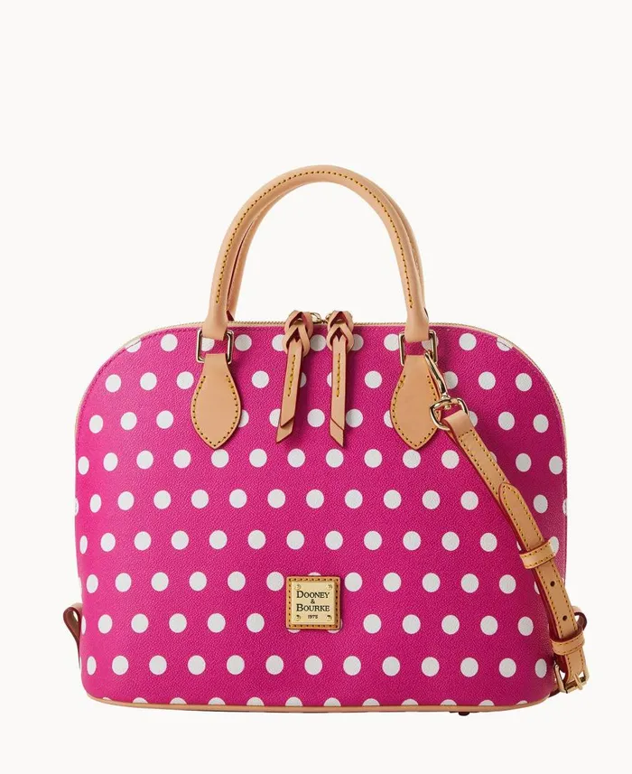 Woman Polka Dot Zip Zip Satchel Fuchsia Dooney and Bourke Satchels
