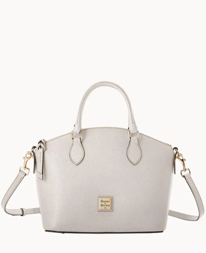 Woman Saffiano Geena Satchel Ecru Dooney and Bourke Satchels