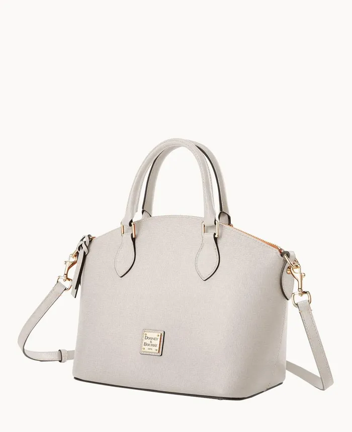 Woman Saffiano Geena Satchel Ecru Dooney and Bourke Satchels Woman Saffiano Geena Satchel Ecru Dooney and Bourke Satchels