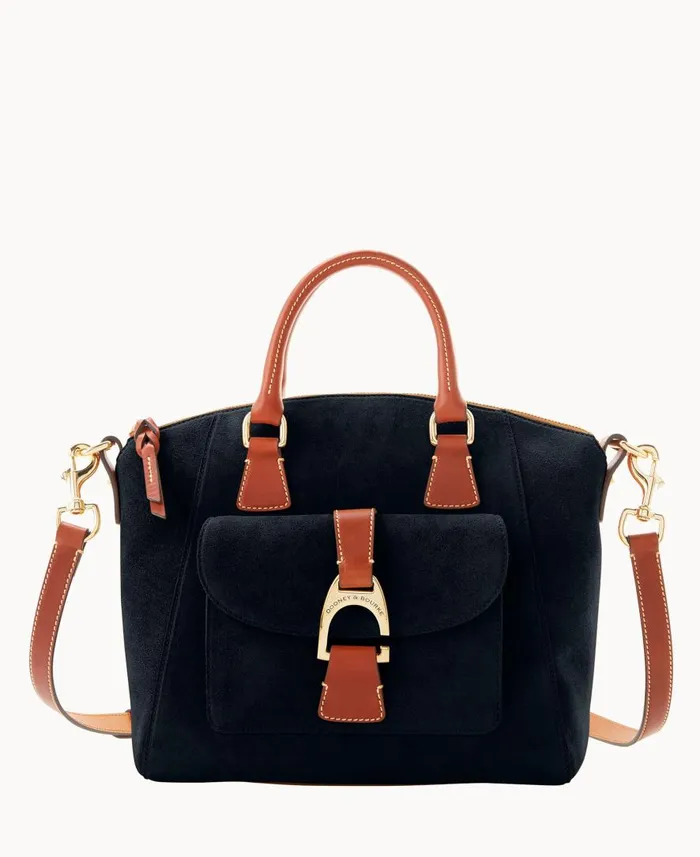 Woman Suede Naomi Satchel Black Dooney and Bourke Satchels