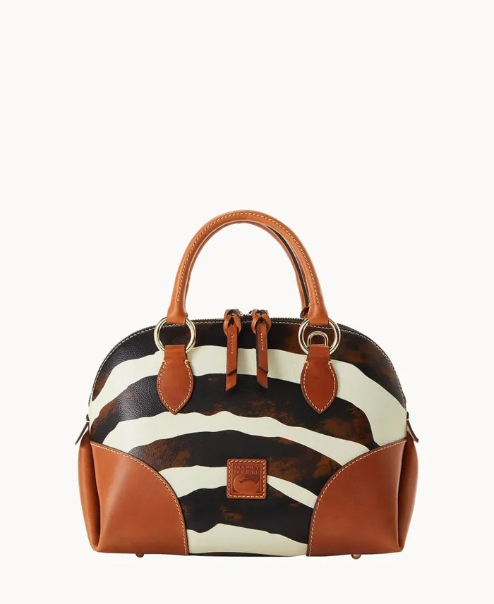 Woman Zebra Leather Domed Satchel Zebra Dooney and Bourke Satchels