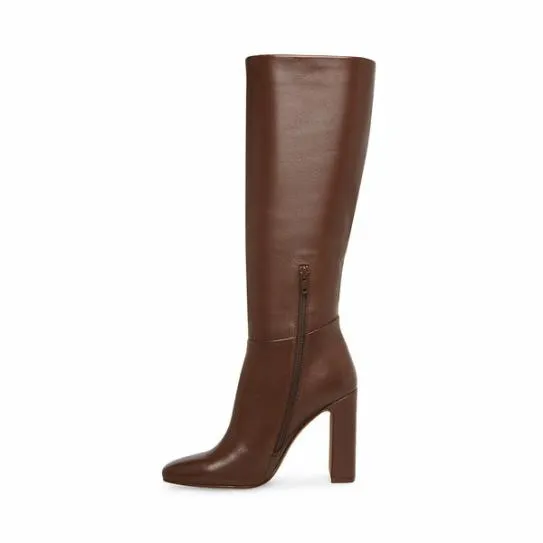 Women ALLY BROWN LEATHER Brown Leather Steve Madden Boots and Booties Women ALLY BROWN LEATHER Brown Leather Steve Madden Boots and Booties
