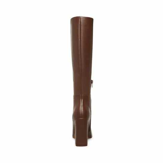 Women ALLY BROWN LEATHER Brown Leather Steve Madden Boots and Booties Women ALLY BROWN LEATHER Brown Leather Steve Madden Boots and Booties