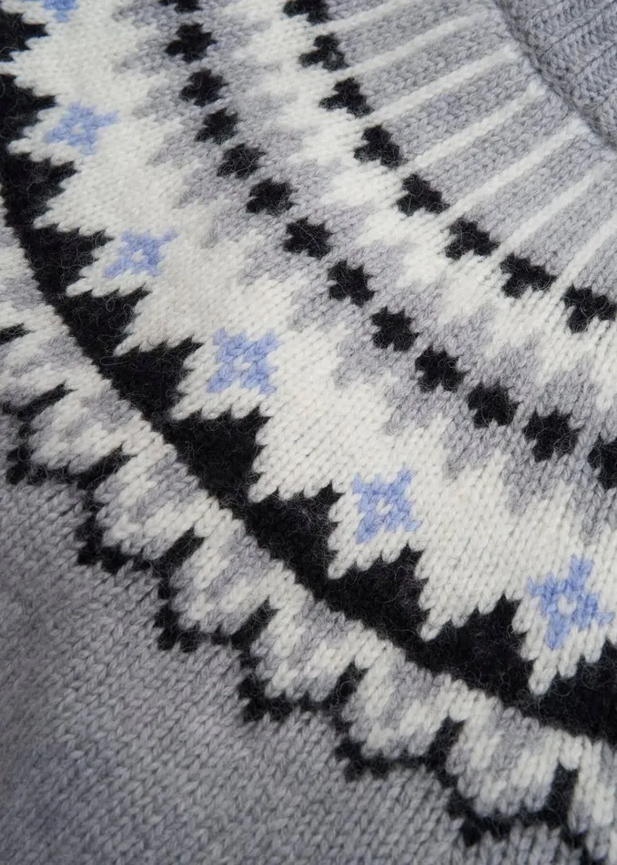Women Anya Fairisle Jumper With Alpaca Mid Grey Marl Hobbs Jumpers and Cardigans