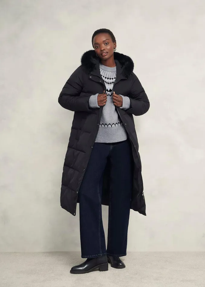 Women Anya Fairisle Jumper With Alpaca Mid Grey Marl Hobbs Jumpers and Cardigans
