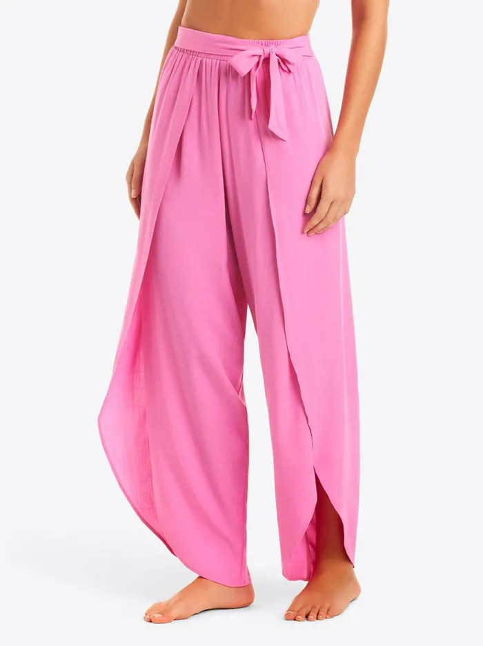 Women Basic Solid Beach Pant Cover Up In Pink Parfait Jessica Simpson Swim