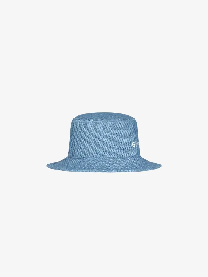 Women Beanies and Caps Givenchy GIVENCHY Bucket Hat In Raffia Denim Blue Women Beanies and Caps Givenchy GIVENCHY Bucket Hat In Raffia Denim Blue