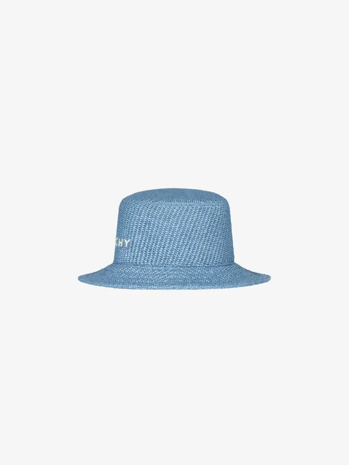 Women Beanies and Caps Givenchy GIVENCHY Bucket Hat In Raffia Denim Blue Women Beanies and Caps Givenchy GIVENCHY Bucket Hat In Raffia Denim Blue