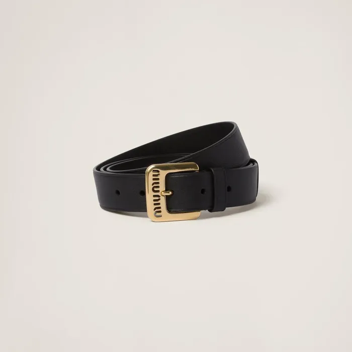 Women Belts Miu Miu Nappa Leather Belt Black