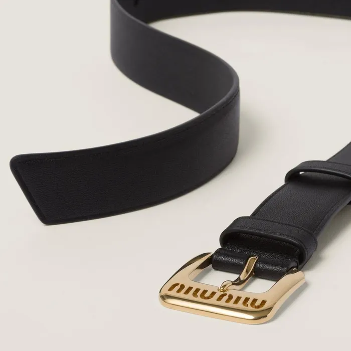 Women Belts Miu Miu Nappa Leather Belt Black Women Belts Miu Miu Nappa Leather Belt Black