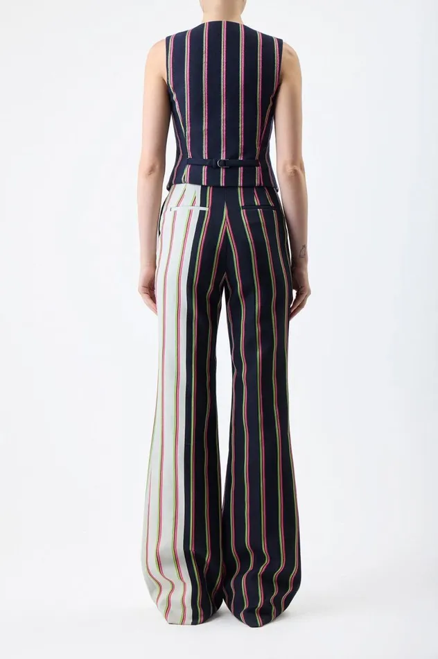 Women Blazers and Vests Gabriela Hearst Coleridge Vest In Navy Multi Striped Wool