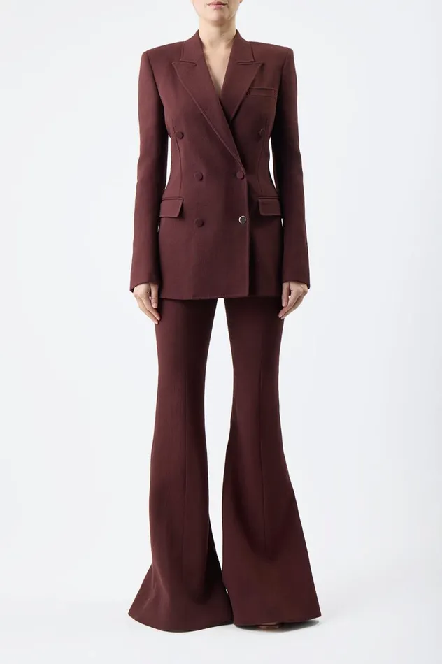 Women Blazers and Vests Gabriela Hearst Gavin Blazer In Deep Bordeaux Virgin Wool Crepe