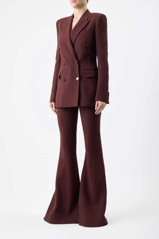 Women Blazers and Vests Gabriela Hearst Gavin Blazer In Deep Bordeaux Virgin Wool Crepe