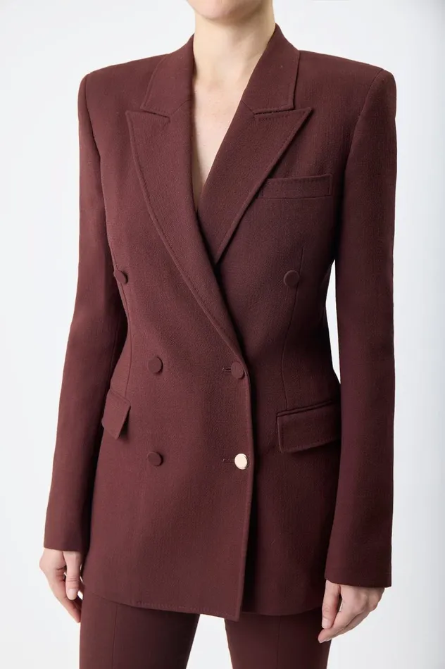 Women Blazers and Vests Gabriela Hearst Gavin Blazer In Deep Bordeaux Virgin Wool Crepe