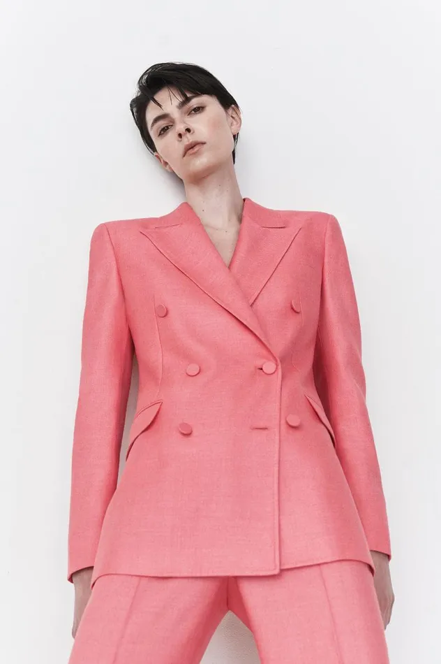 Women Blazers and Vests Gabriela Hearst Gavin Blazer In Watermelon Silk Virgin Wool