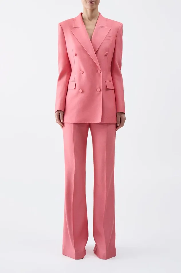 Women Blazers and Vests Gabriela Hearst Gavin Blazer In Watermelon Silk Virgin Wool