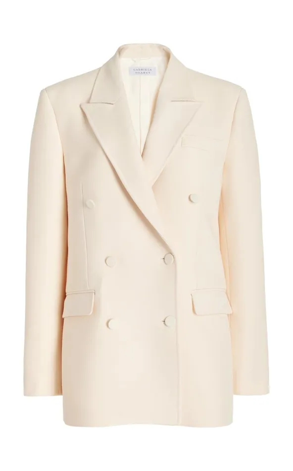 Women Blazers and Vests Gabriela Hearst Kees Blazer In Ivory Wool Silk Cady