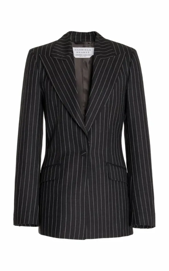 Women Blazers and Vests Gabriela Hearst Leiva Blazer In Grey Pinstripe Wool