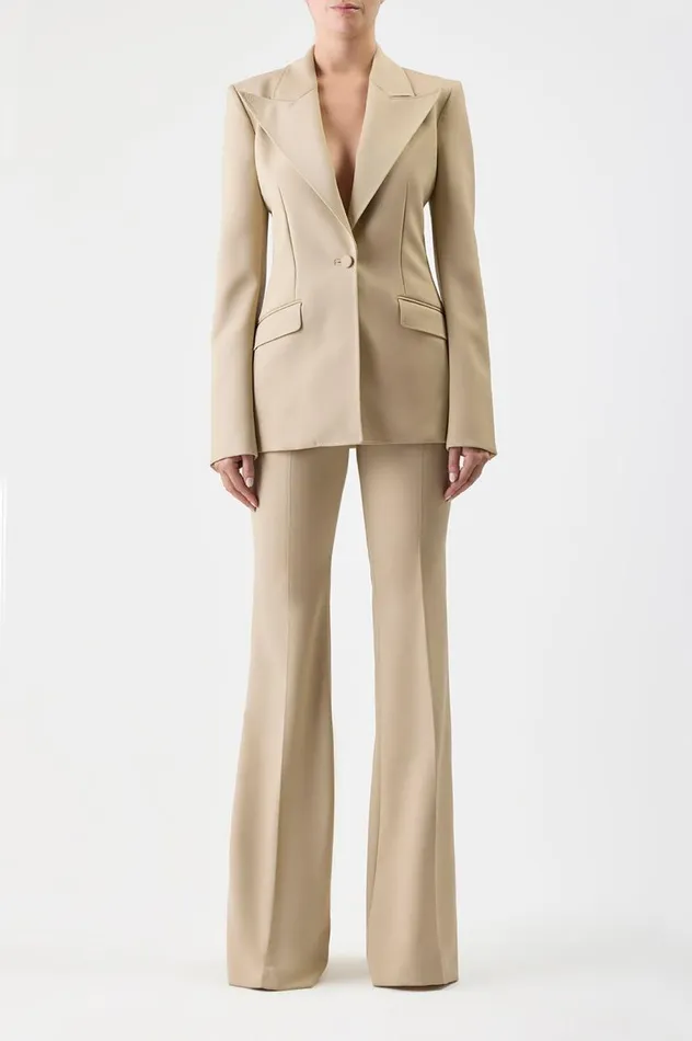 Women Blazers and Vests Gabriela Hearst Leiva Blazer In Khaki Sportswear Wool