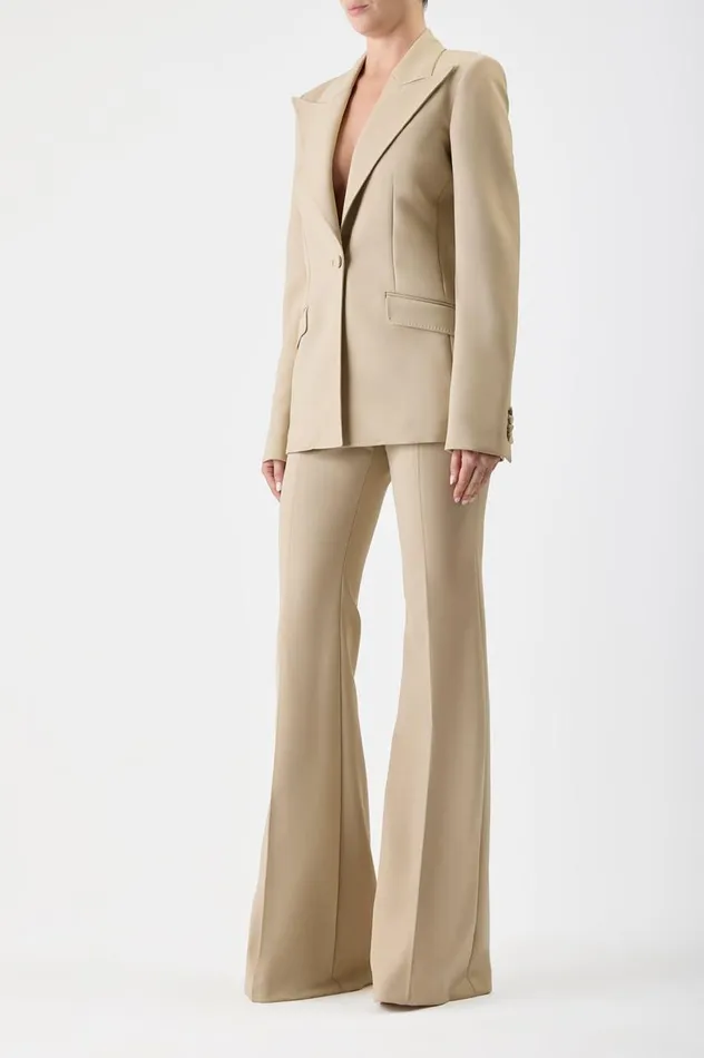 Women Blazers and Vests Gabriela Hearst Leiva Blazer In Khaki Sportswear Wool