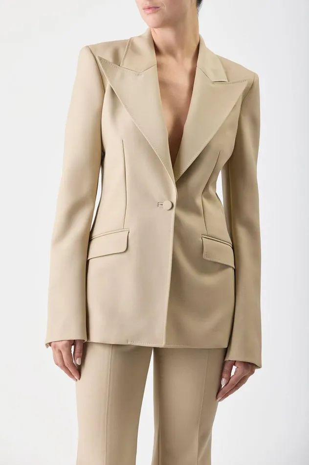 Women Blazers and Vests Gabriela Hearst Leiva Blazer In Khaki Sportswear Wool