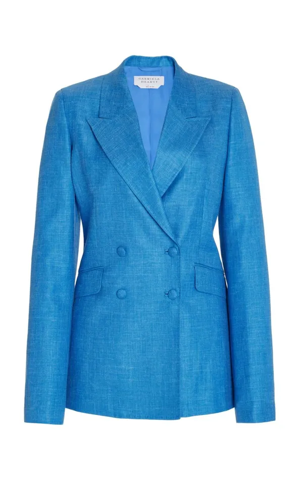 Women Blazers and Vests Gabriela Hearst Stephanie Blazer In Aventurine Blue Virgin Wool And Silk Linen Twill Women Blazers and Vests Gabriela Hearst Stephanie Blazer In Aventurine Blue Virgin Wool And Silk Linen Twill