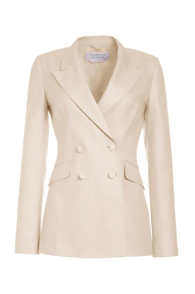Women Blazers and Vests Gabriela Hearst Stephanie Blazer In Oatmeal Virgin Wool And Silk Linen Twill Women Blazers and Vests Gabriela Hearst Stephanie Blazer In Oatmeal Virgin Wool And Silk Linen Twill