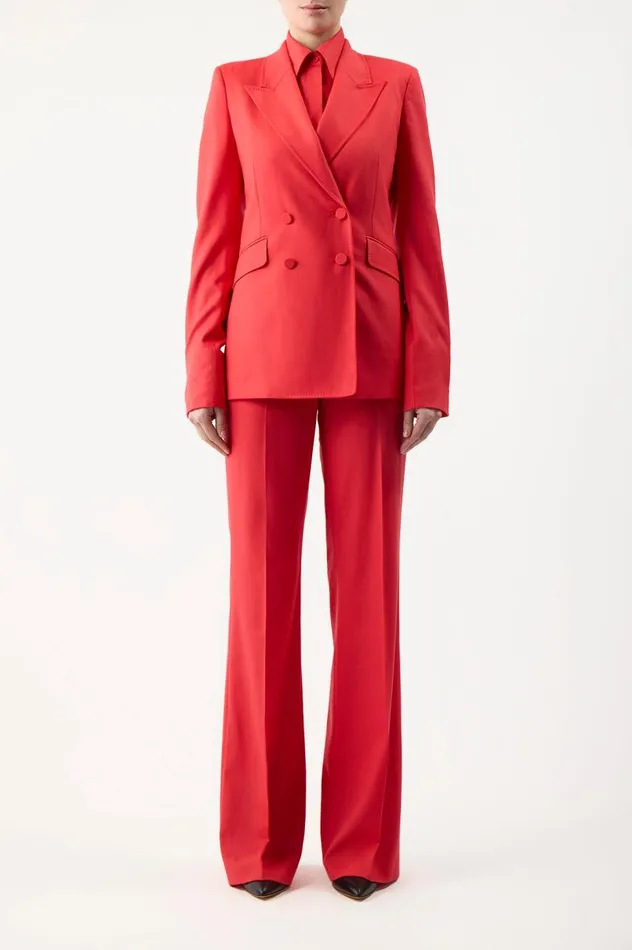 Women Blazers and Vests Gabriela Hearst Stephanie Blazer In Red Topaz Superfine Wool