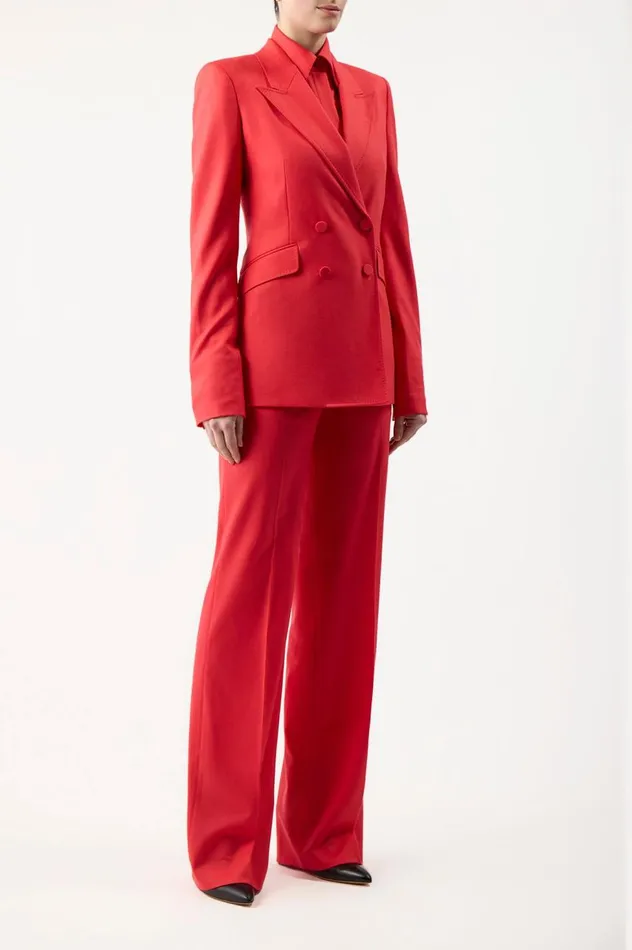 Women Blazers and Vests Gabriela Hearst Stephanie Blazer In Red Topaz Superfine Wool