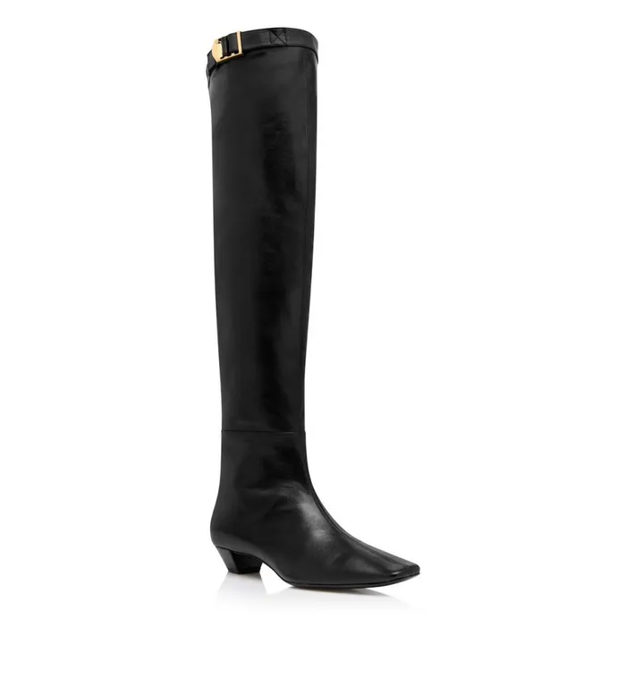 Women Boots Tom Ford Leather Over The Knee Boot Black Women Boots Tom Ford Leather Over The Knee Boot Black