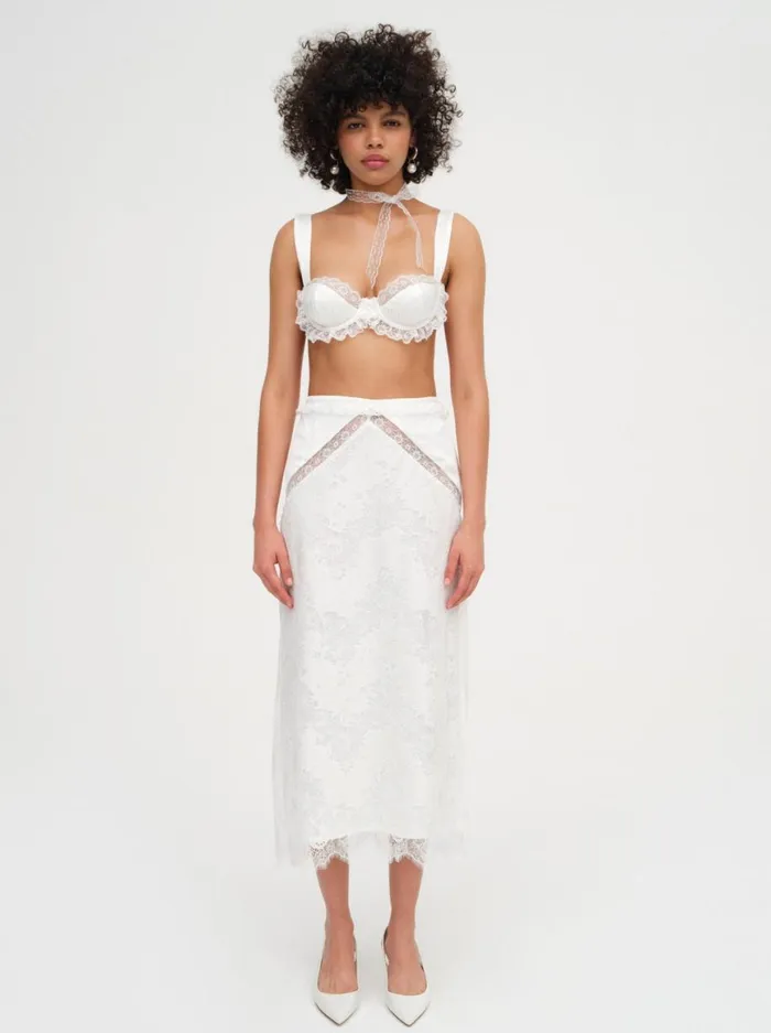 Women Bottoms For Love and Lemons Allira Lace Midi Skirt White