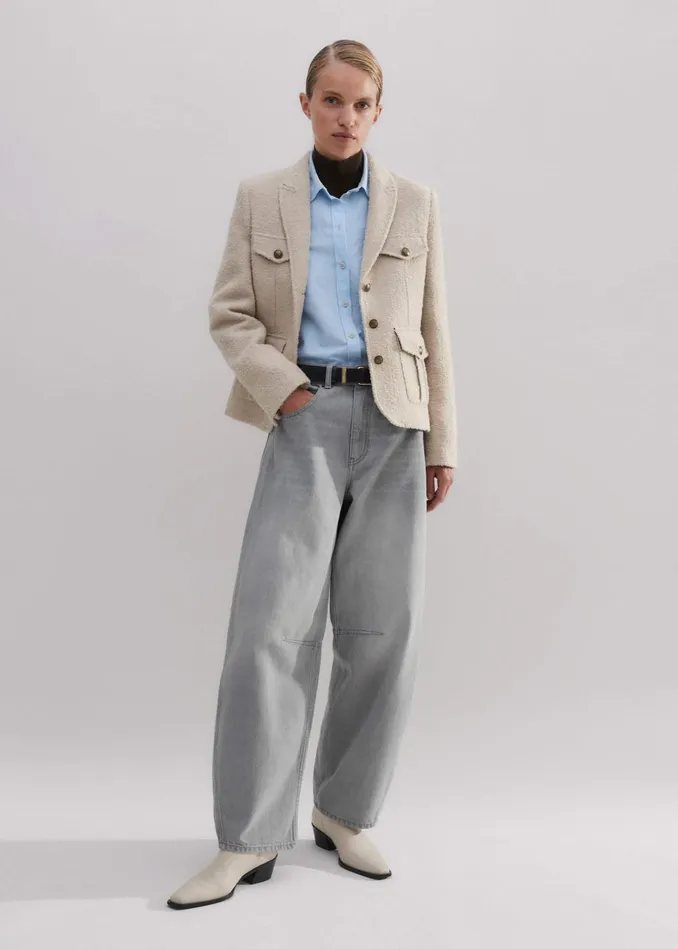 Women Boucl Pocket Detail Jacket Latte MEEM