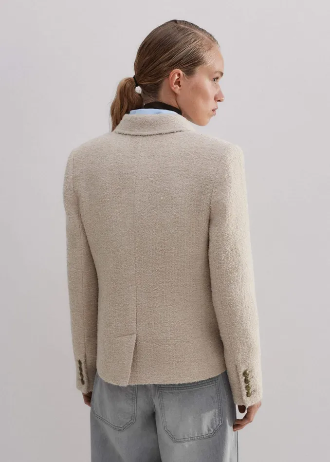 Women Boucl Pocket Detail Jacket Latte MEEM