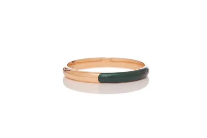 Women Bracelets Gabriela Hearst Vitreous Green Enamel and 18K Gold Bangle