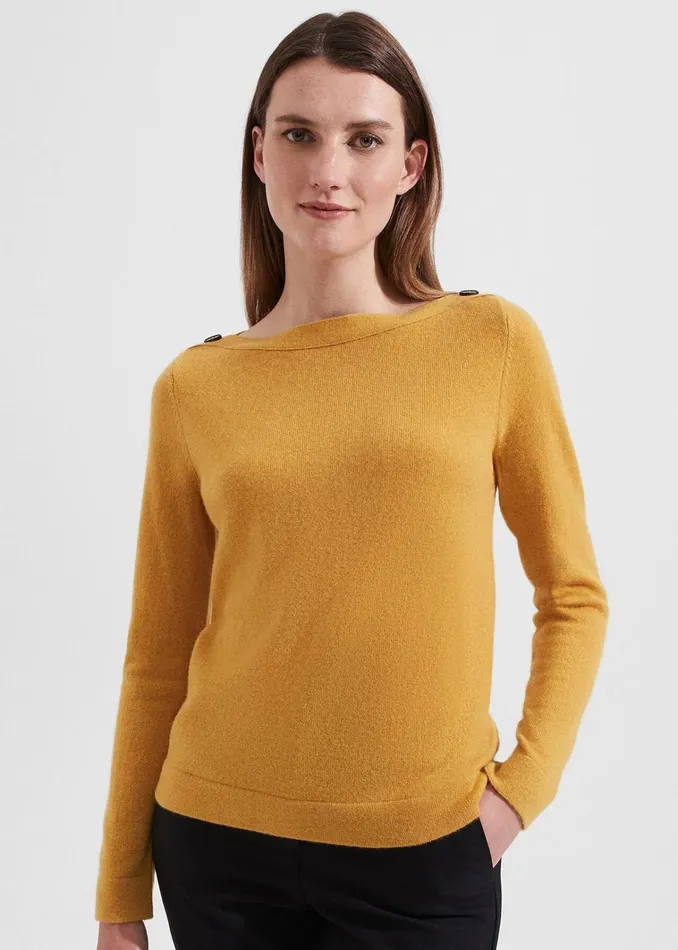 Women Brinley Wool Cashmere Jumper Golden Yellow Hobbs Jumpers and Cardigans
