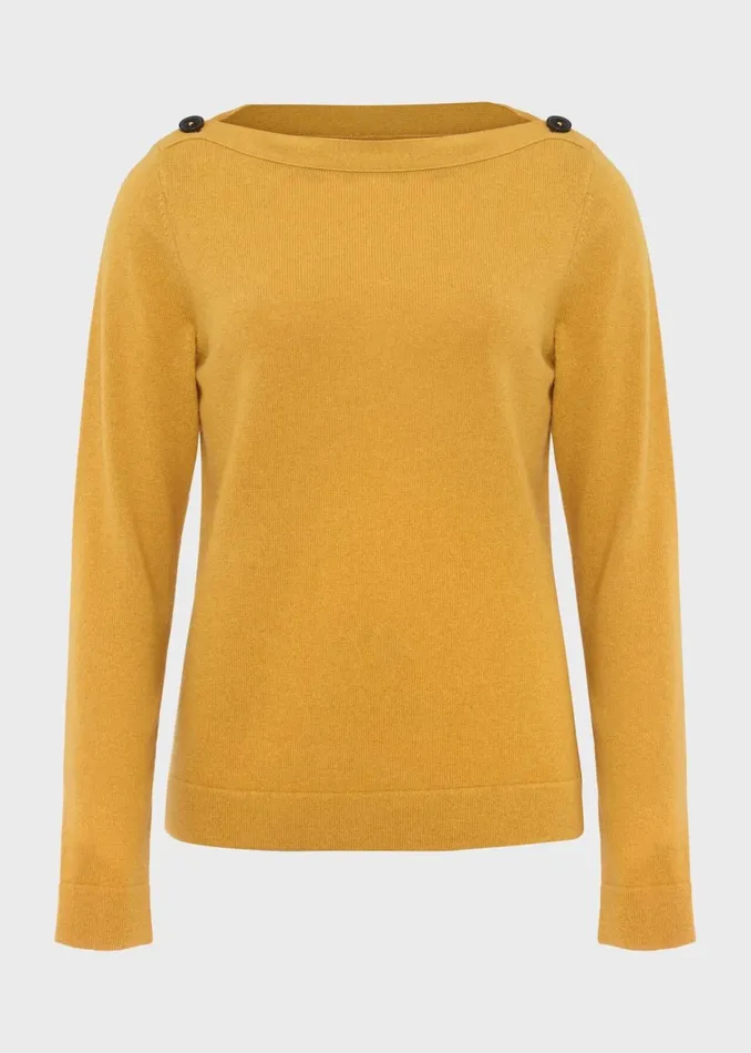 Women Brinley Wool Cashmere Jumper Golden Yellow Hobbs Jumpers and Cardigans